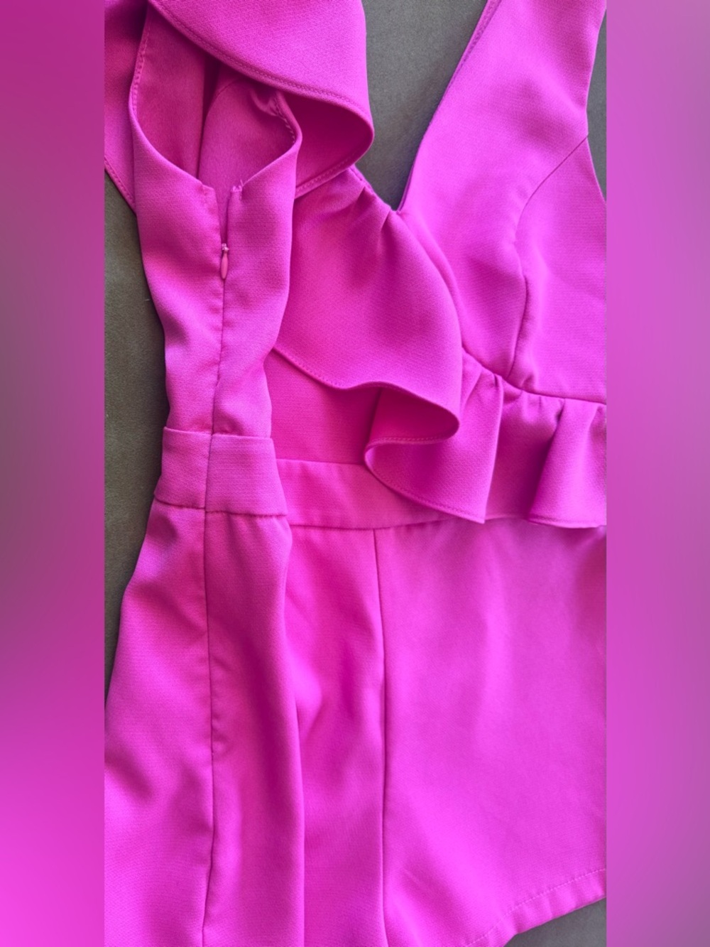 DO+BE Hot Pink Ruffled V-Neck One Piece Romper - Picture 2 of 5